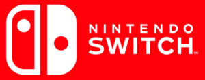 A red and white logo for nintendo switch.